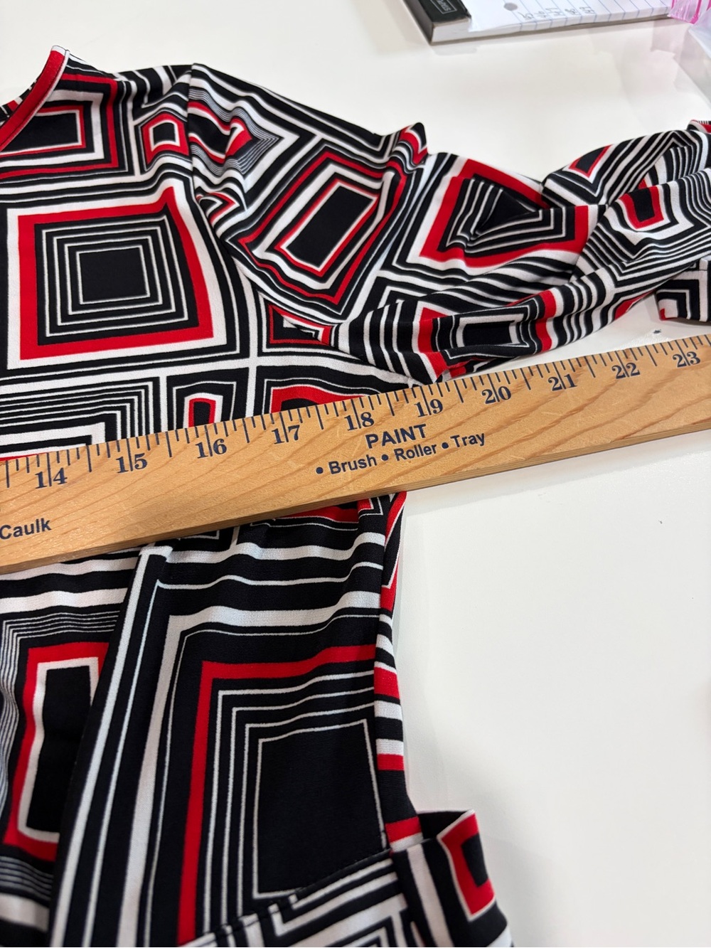 Anne Klein Red Black and White Geometric Midi Dress - Picture 9 of 11